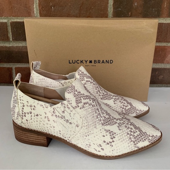 Lucky Brand Womens Lenci Leather Animal Print Slip On Ankle Boots US 10 M NEW - Picture 1 of 9